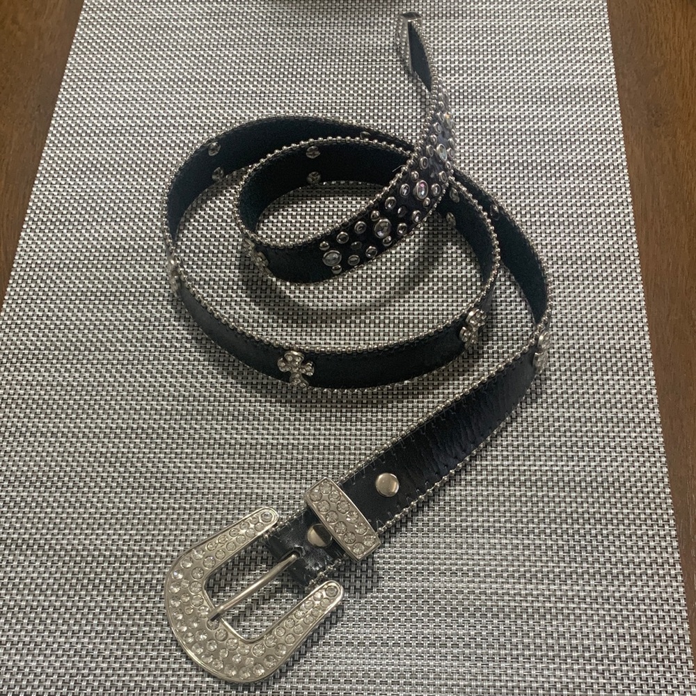Studded Black Leather Belt